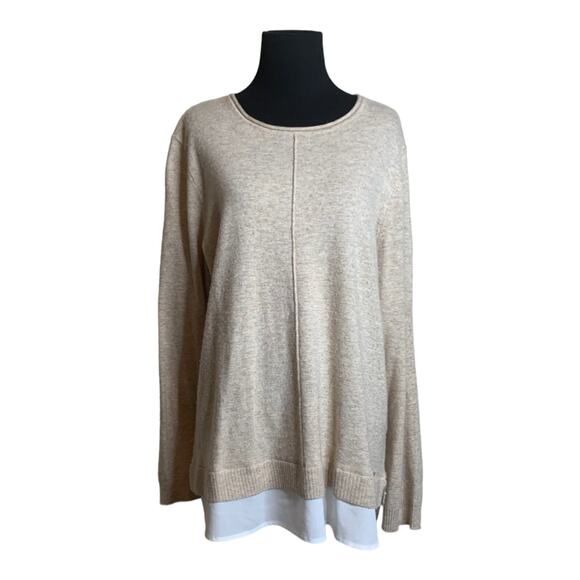 Calvin Klein beige long sleeves faux layered sweater size Large - Picture 9 of 9